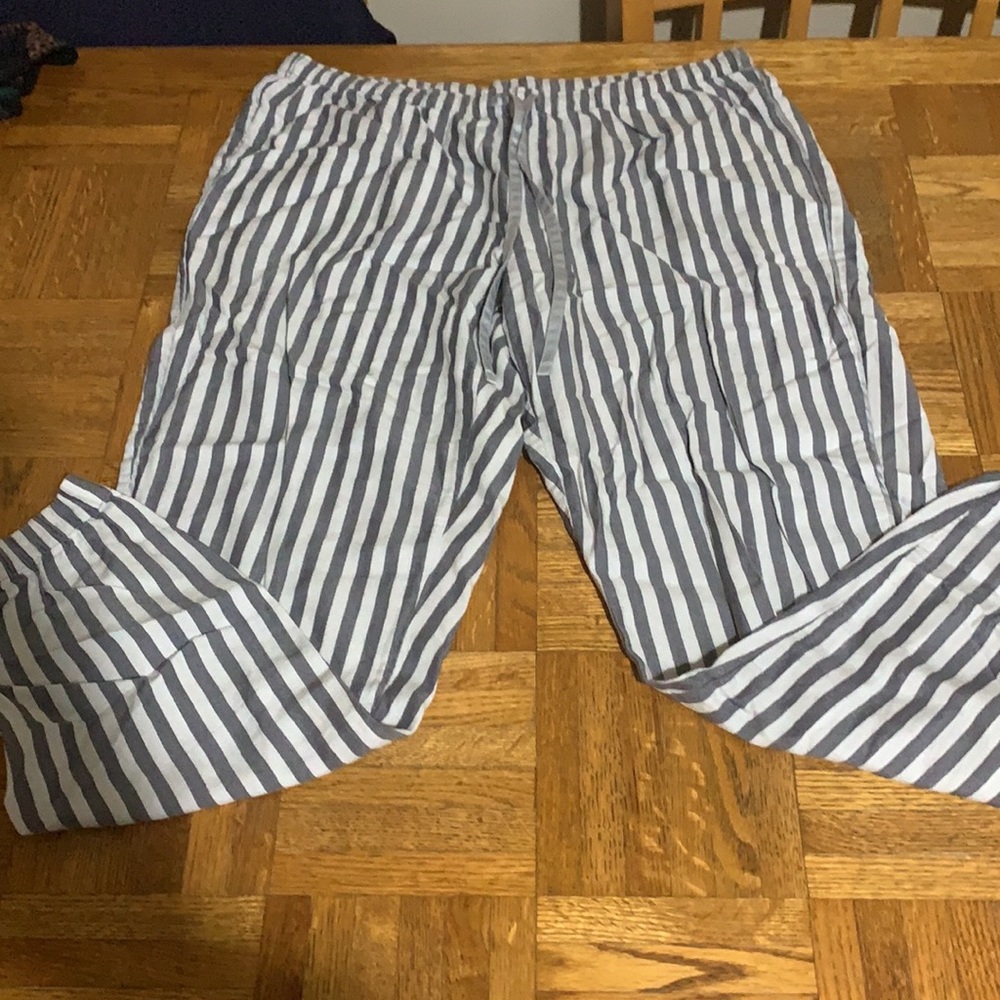 Victoria secret grey and white striped pj pants